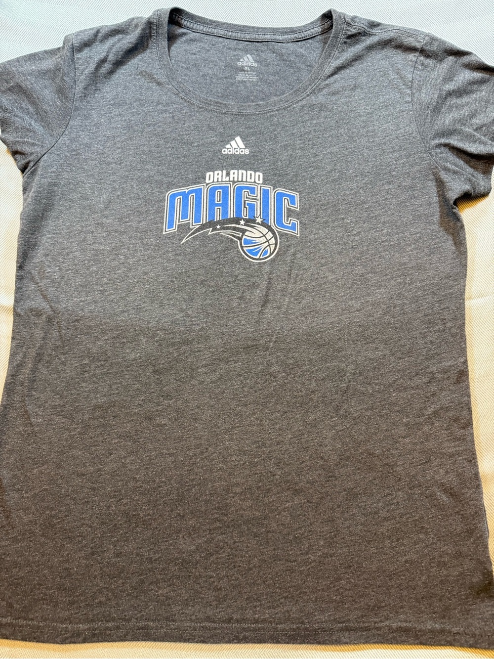 Orlando Magic Adidas Heather Gray Crewneck Logo Tee